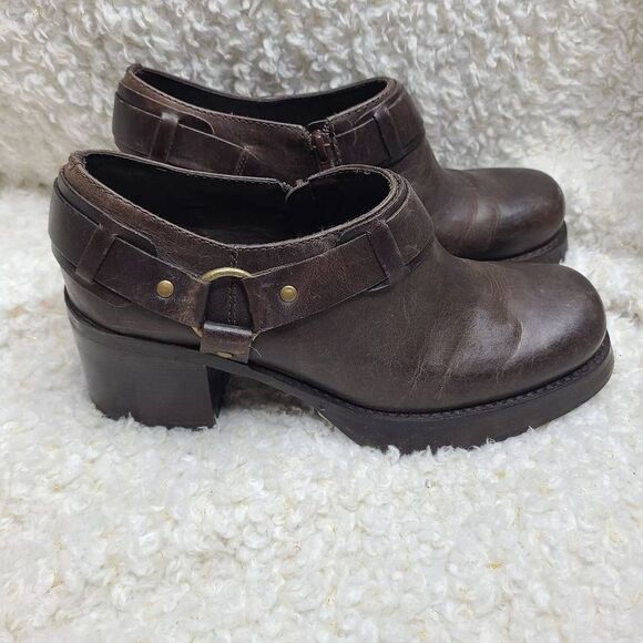 MIA Vintage Chunky Y2K Leather Harness Ankle Booties sz 8.5‎ - Picture 1 of 12